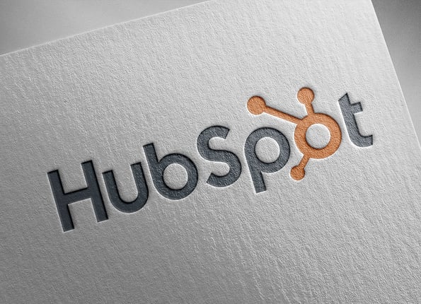 Photo of the HubSpot logo on a card