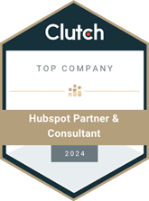 Clutch 2024 award for Top HubSpot Partner and Consultant